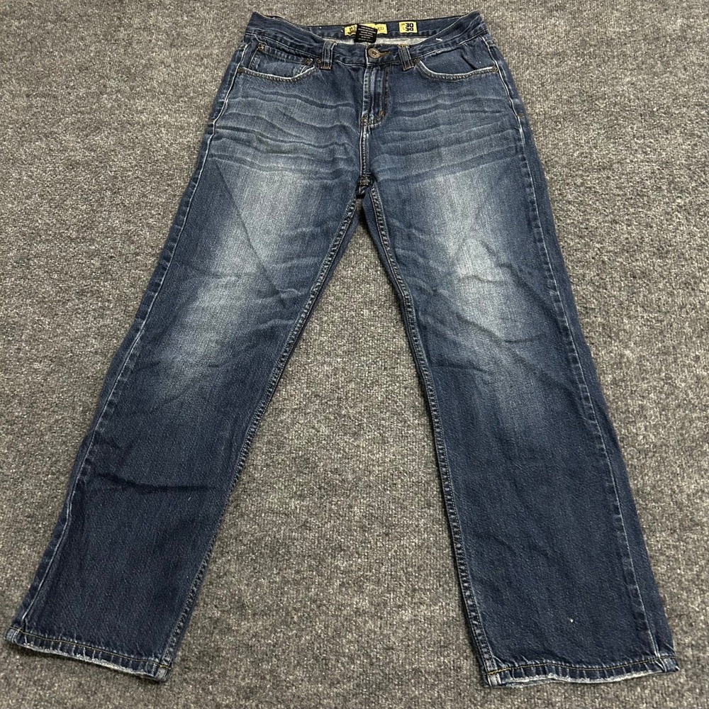 RSQ Jeans Mens Size 30 Blue Relaxed Fit Cotton Denim Whiskered Casual Skater